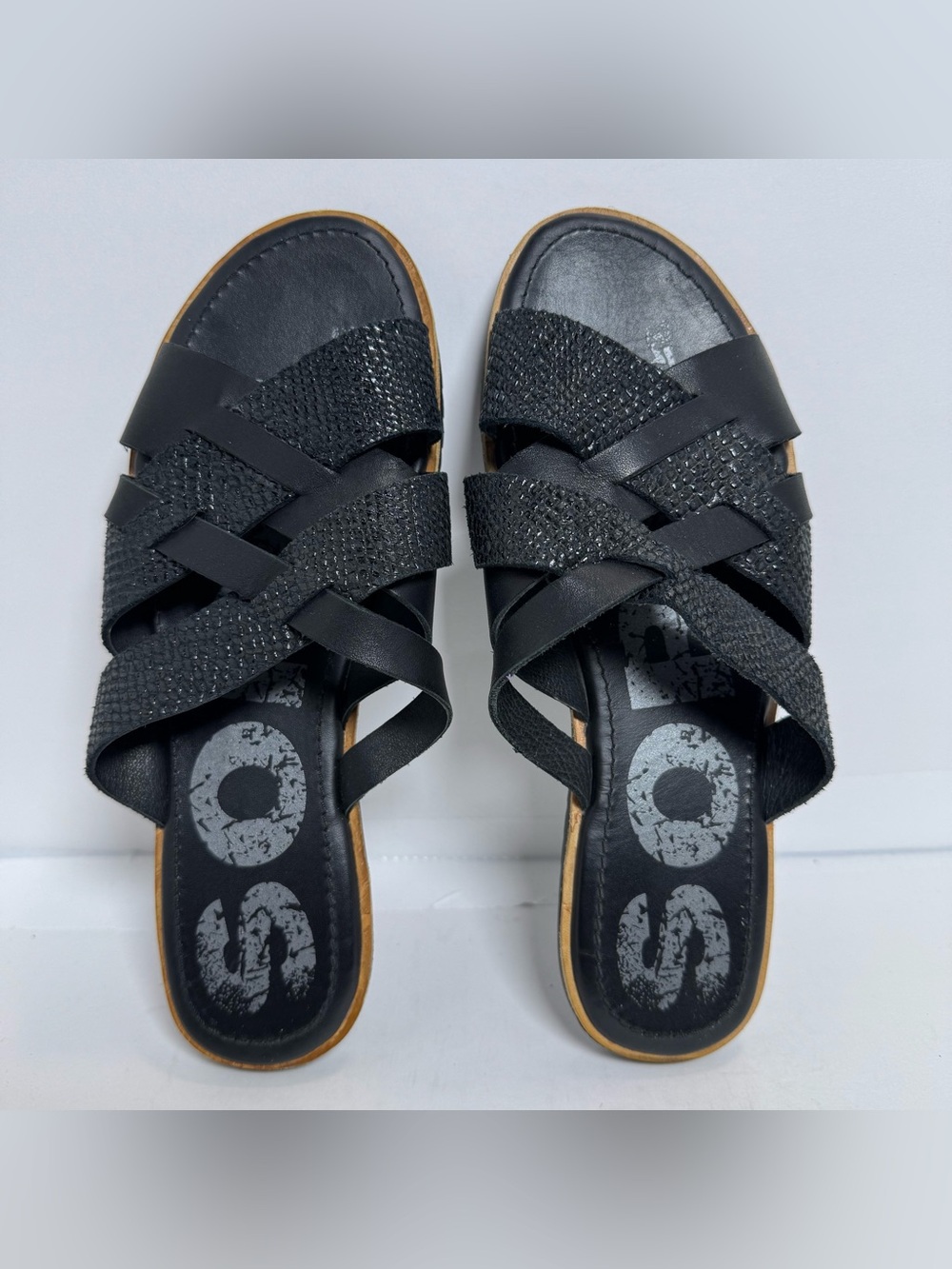 Sorel Women's Black Woven Leather Slide Sandals Flip Flops Size 8.5 NL3205-010 - Picture 6 of 8